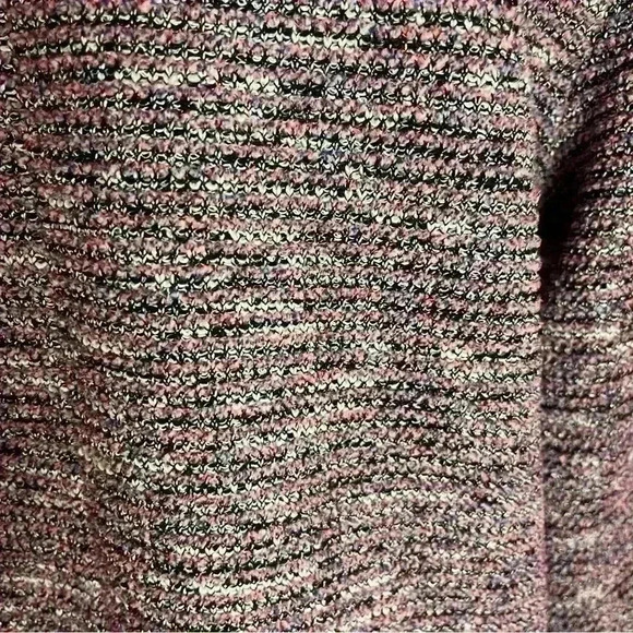 Loft Women Sweater Size M Pink Boucle Tweed Knit 3/4 Sleeve Mock Turtleneck - Picture 6 of 10